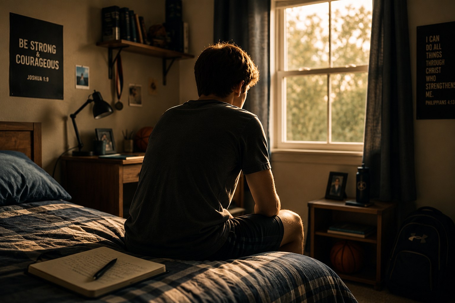 Teen boy looking down, illustrating hidden signs of insecurity in adolescent boys