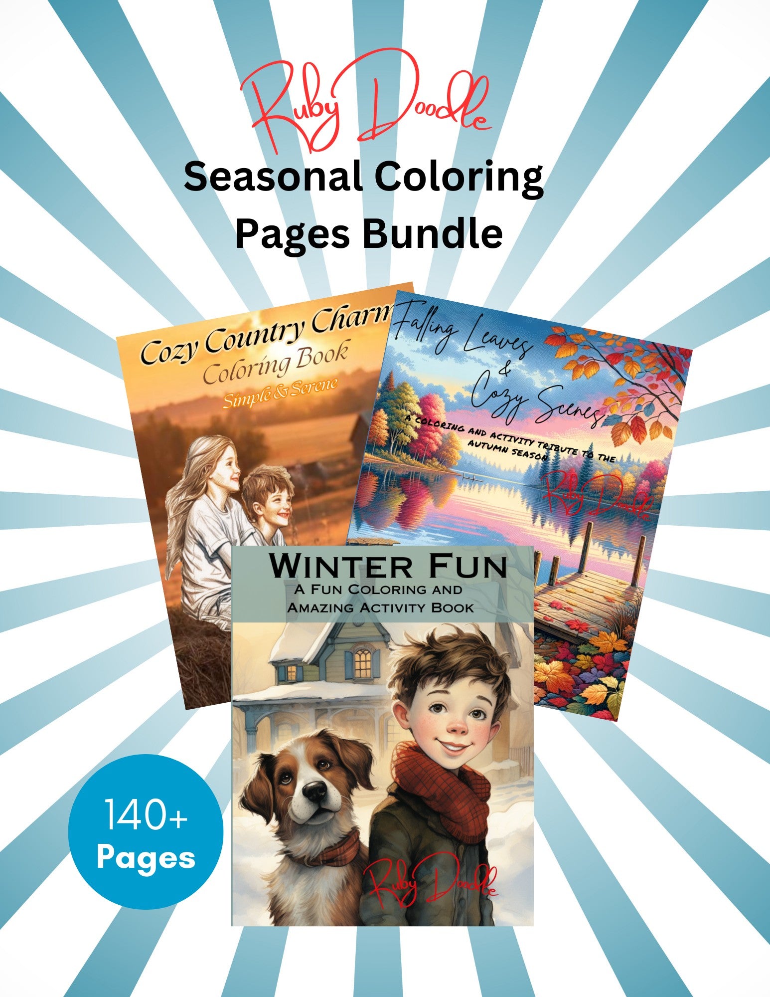 Seasonal coloring books three book digital bundle cover