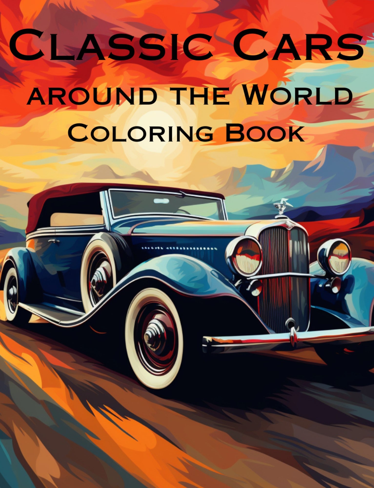 Classic Cars Around the World coloring book cover