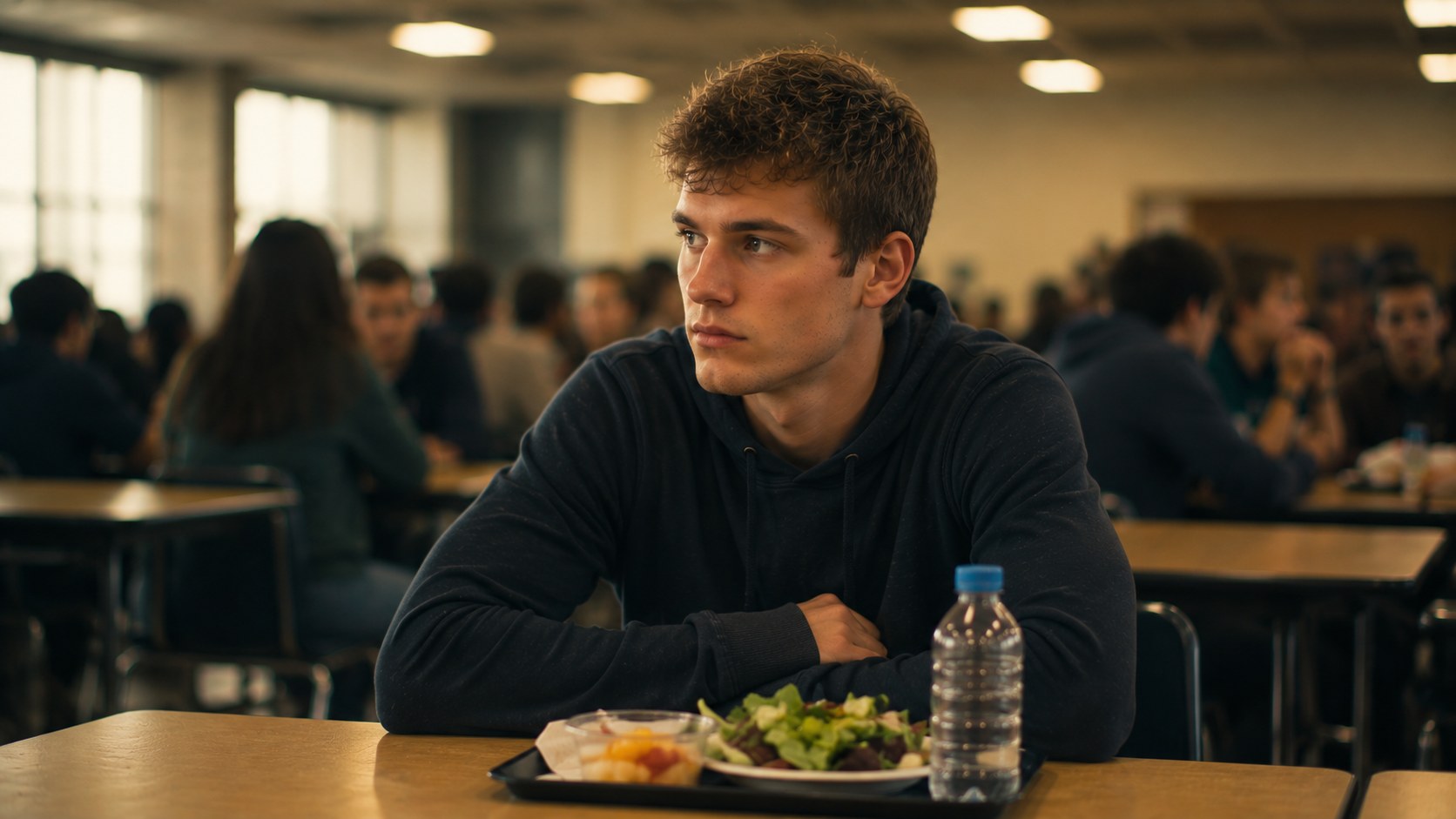 Teen boy alone in a crowd, illustrating adolescent loneliness that parents often miss